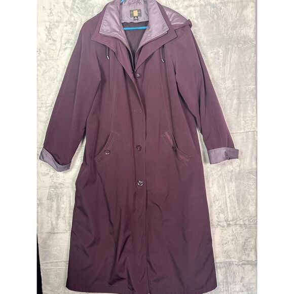 Gallery Purple Full Length Half Lined Full Zip w/ Hood Jacket Coat Size XL - Picture 1 of 14